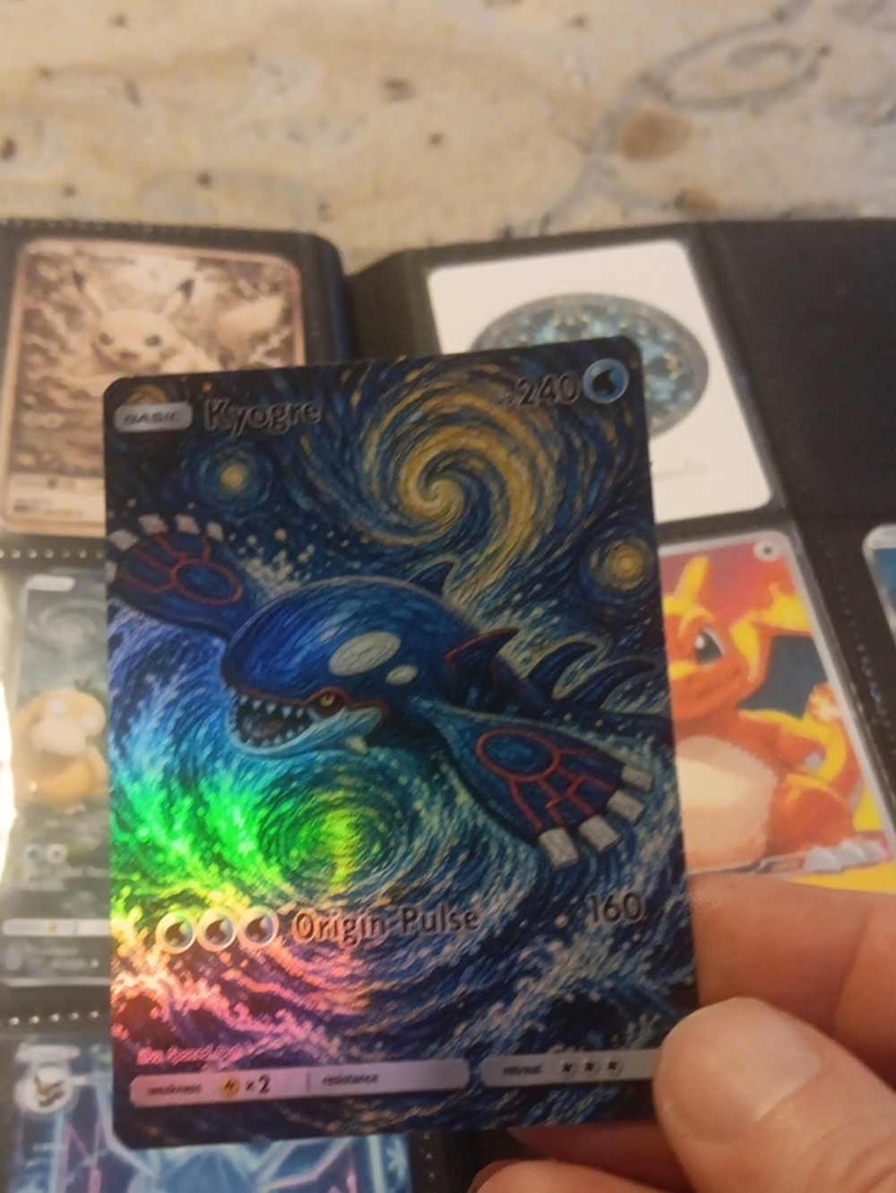 Pokémon Kyogre Full-Art Holographic Trading Card - Blue